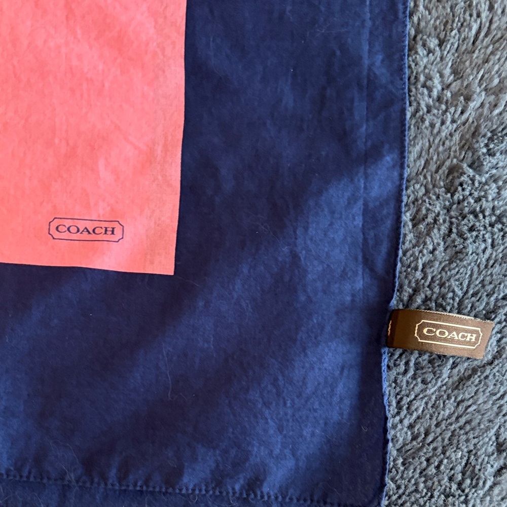 Vintage Coach Navy and Pink Square Scarf - Picture 3 of 4
